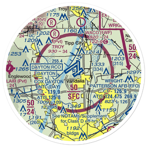 James M Cox Dayton International Airport (DAY) VFR Sectional Sticker (20 mile)