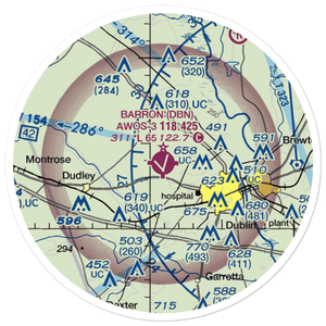 W H 'Bud' Barron Airport (DBN) VFR Sectional Sticker (20 mile)