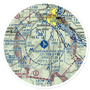 Dubuque Regional Airport (DBQ) VFR Sectional Sticker (20 mile)