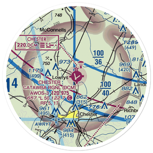 Chester Catawba Regional Airport (DCM) VFR Sectional Sticker (20 mile)