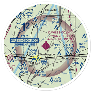 Daviess County Airport (DCY) VFR Sectional Sticker (20 mile)