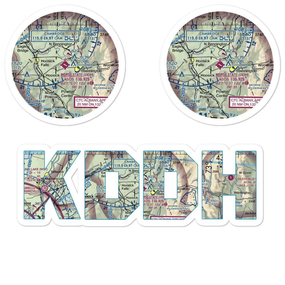 William H. Morse State Airport (DDH) VFR Sectional Sticker Pack 