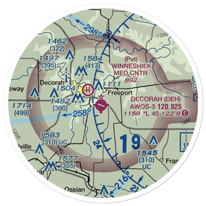 Decorah Municipal Airport (DEH) VFR Sectional Sticker (20 mile)