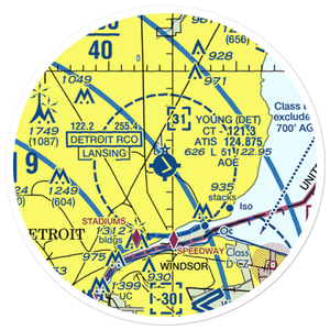Coleman A. Young Municipal Airport (DET) VFR Sectional Sticker (20 mile)