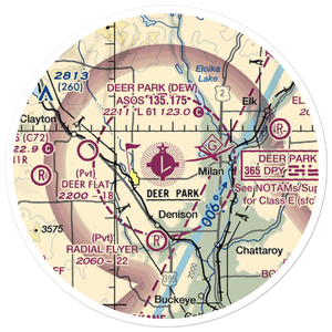 Deer Park Airport (DEW) VFR Sectional Sticker (20 mile)