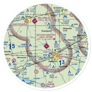Defiance Memorial Airport (DFI) VFR Sectional Sticker (30 mile)