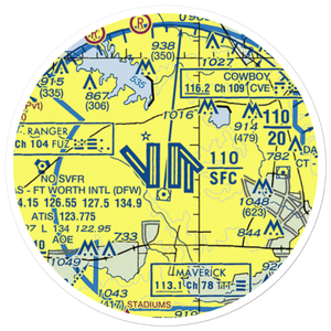 Dallas Fort Worth International Airport (DFW) VFR Sectional Sticker (20 mile)