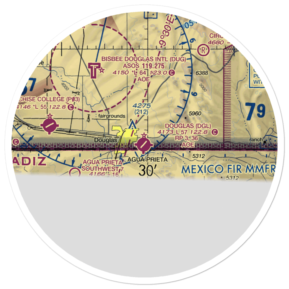 Douglas Municipal Airport (DGL) VFR Sectional Sticker (30 mile) 