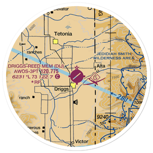 Driggs Reed Memorial Airport (DIJ) VFR Sectional Sticker (20 mile)