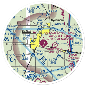 De Kalb Taylor Municipal Airport (DKB) VFR Sectional Sticker (20 mile)