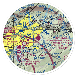 Knoxville Downtown Island Airport (DKX) VFR Sectional Sticker (20 mile)