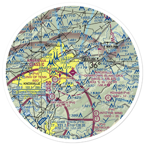 Knoxville Downtown Island Airport (DKX) VFR Sectional Sticker (30 mile)