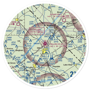 Dillon County Airport (DLC) VFR Sectional Sticker (30 mile)