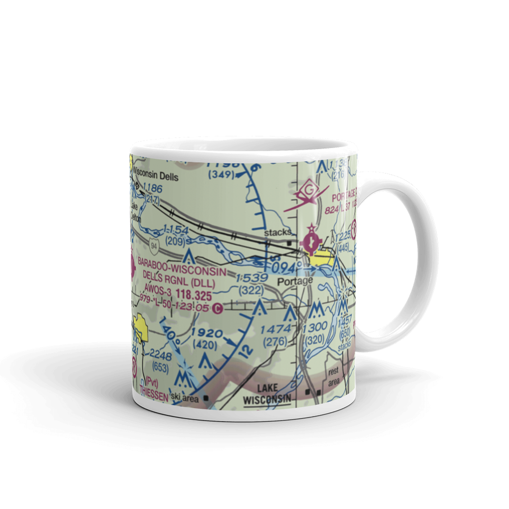 Baraboo Wisconsin Dells Airport (DLL) VFR Sectional  Mug 