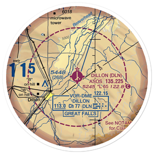 Dillon Airport (DLN) VFR Sectional Sticker (20 mile)