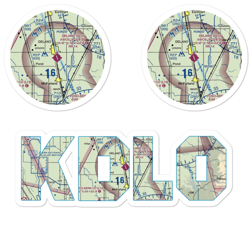 Delano Municipal Airport (DLO) VFR Sectional Sticker Pack 