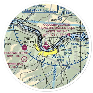 Columbia Gorge Regional the Dalles Municipal Airport (DLS) VFR Sectional Sticker (20 mile)