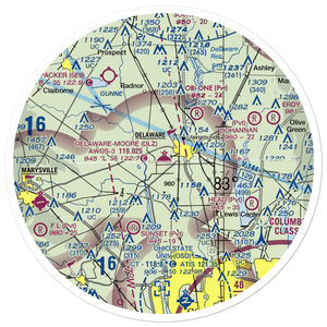 Delaware Municipal Airport (DLZ) VFR Sectional Sticker (30 mile)