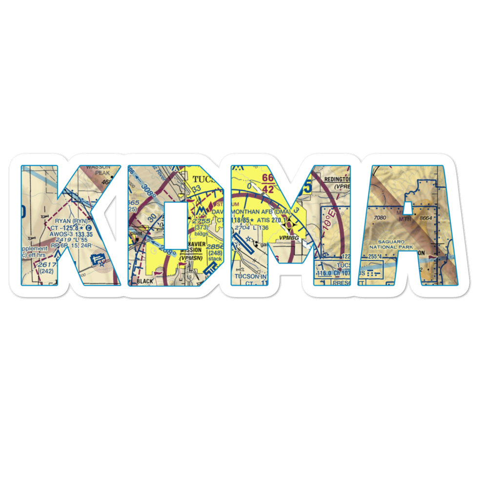 Davis Monthan Air Force Base (DMA) VFR Sectional Sticker 