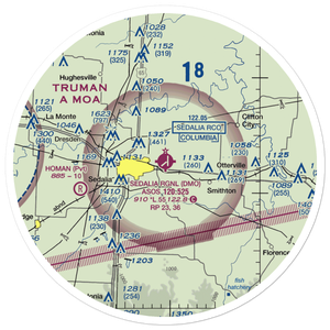 Sedalia Memorial Airport (DMO) VFR Sectional Sticker (30 mile)