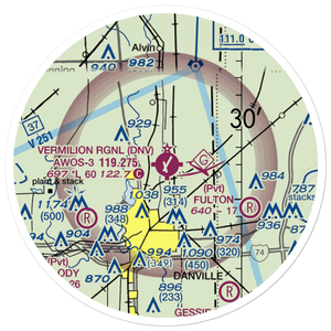Vermilion Regional Airport (DNV) VFR Sectional Sticker (20 mile)