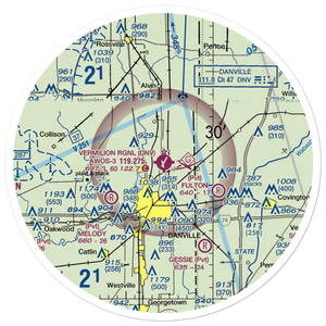 Vermilion Regional Airport (DNV) VFR Sectional Sticker (30 mile)