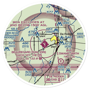 Beauregard Regional Airport (DRI) VFR Sectional Sticker (20 mile)