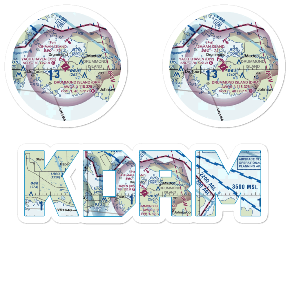 Drummond Island Airport (DRM) VFR Sectional Sticker Pack 