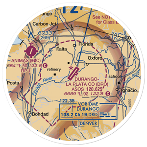 Durango La Plata County Airport (DRO) VFR Sectional Sticker (20 mile)