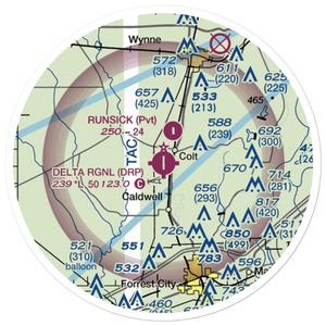 Delta Regional Airport (DRP) VFR Sectional Sticker (20 mile)