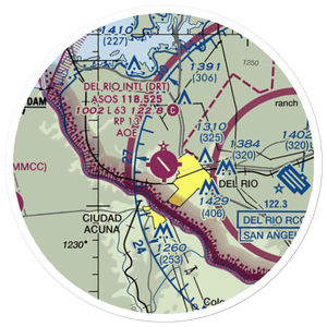 Del Rio International Airport (DRT) VFR Sectional Sticker (20 mile)