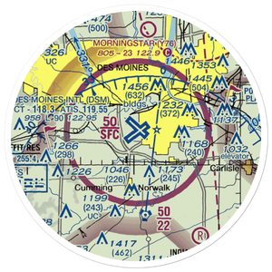 Des Moines International Airport (DSM) VFR Sectional Sticker (20 mile)