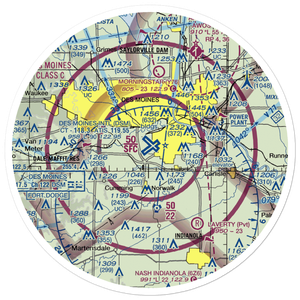 Des Moines International Airport (DSM) VFR Sectional Sticker (30 mile)