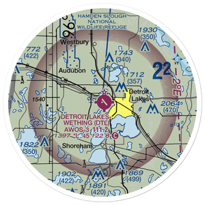 Detroit Lakes Airport - Wething Field (DTL) VFR Sectional Sticker (20 mile)