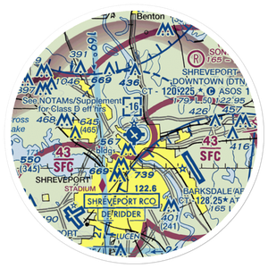 Shreveport Downtown Airport (DTN) VFR Sectional Sticker (20 mile)