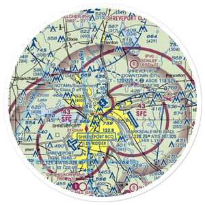 Shreveport Downtown Airport (DTN) VFR Sectional Sticker (30 mile)