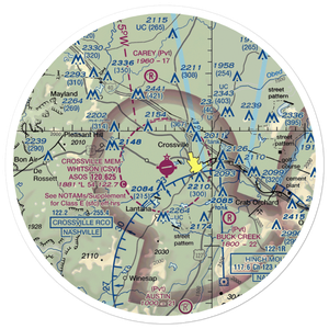 Crossville Memorial Whitson Field (CSV) VFR Sectional Sticker (30 mile)