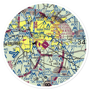 Jim Hamilton L.B. Owens Airport (CUB) VFR Sectional Sticker (20 mile)