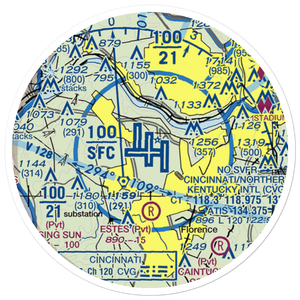 Cincinnati Northern Kentucky International Airport (CVG) VFR Sectional Sticker (20 mile)