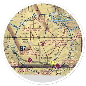 Bisbee Douglas International Airport (DUG) VFR Sectional Sticker (30 mile)