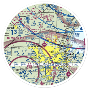 Toledo Suburban Airport (DUH) VFR Sectional Sticker (30 mile)