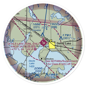 Devils Lake Regional Airport (DVL) VFR Sectional Sticker (20 mile)