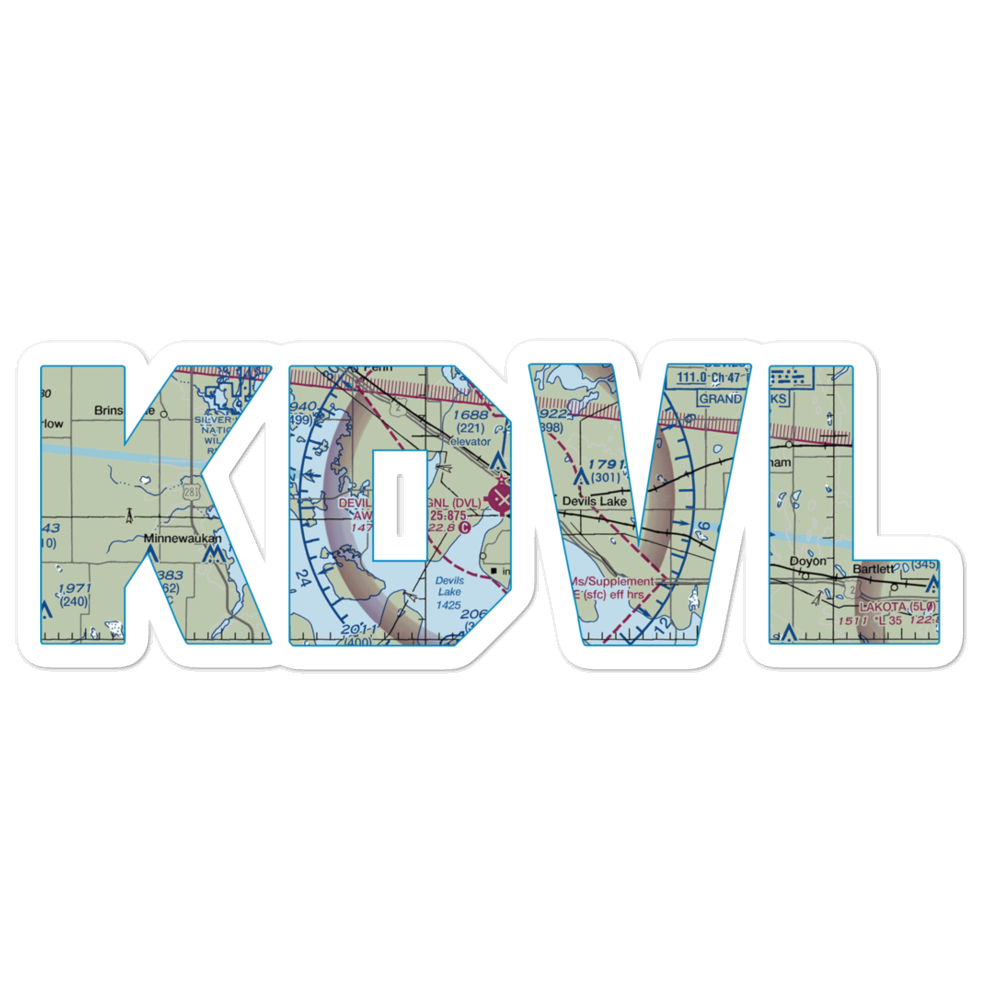 Devils Lake Regional Airport (DVL) VFR Sectional Sticker 