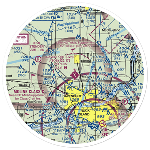 Davenport Municipal Airport (DVN) VFR Sectional Sticker (30 mile)