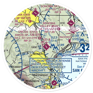 Marin County Airport - Gnoss Field (DVO) VFR Sectional Sticker (20 mile)