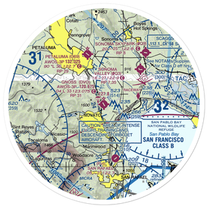 Marin County Airport - Gnoss Field (DVO) VFR Sectional Sticker (30 mile)