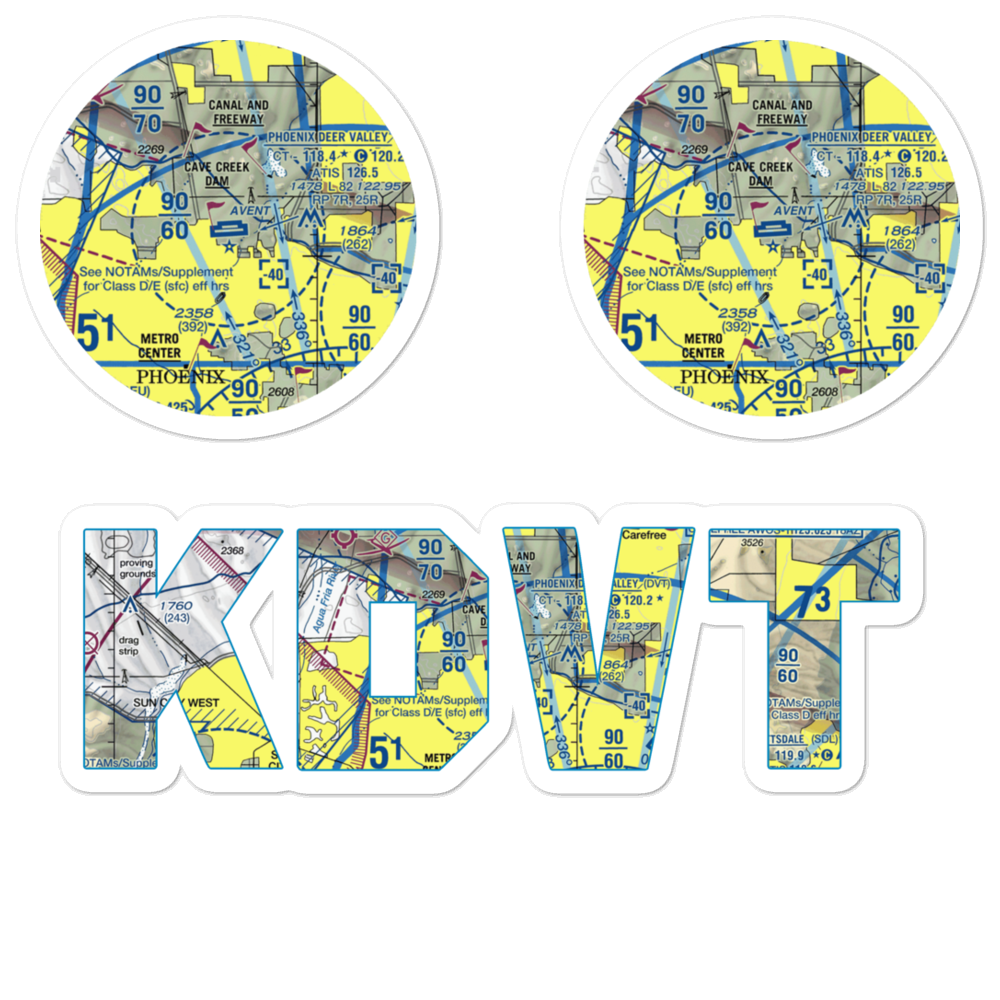 Phoenix Deer Valley Airport (DVT) VFR Sectional Sticker Pack 