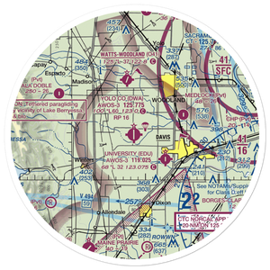 Yolo County Davis Woodland Winters Airport (DWA) VFR Sectional Sticker (30 mile)