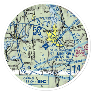 Danbury Municipal Airport (DXR) VFR Sectional Sticker (20 mile)