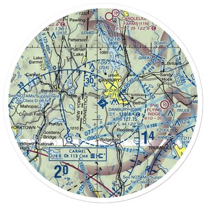 Danbury Municipal Airport (DXR) VFR Sectional Sticker (30 mile)